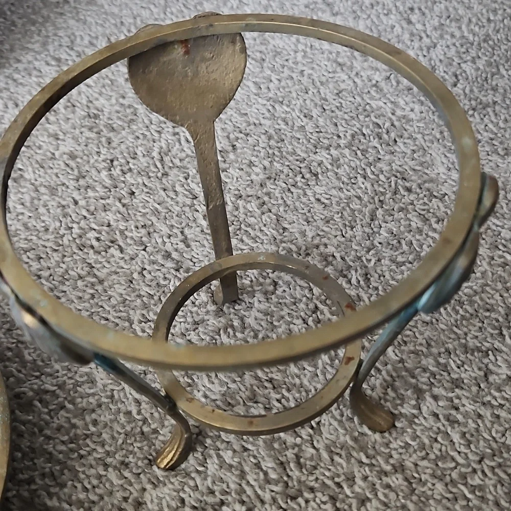Vintage Brass Dish With Heart Stand